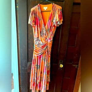 Anthropologie Maeve Floral Cinched Midi Dress, medium